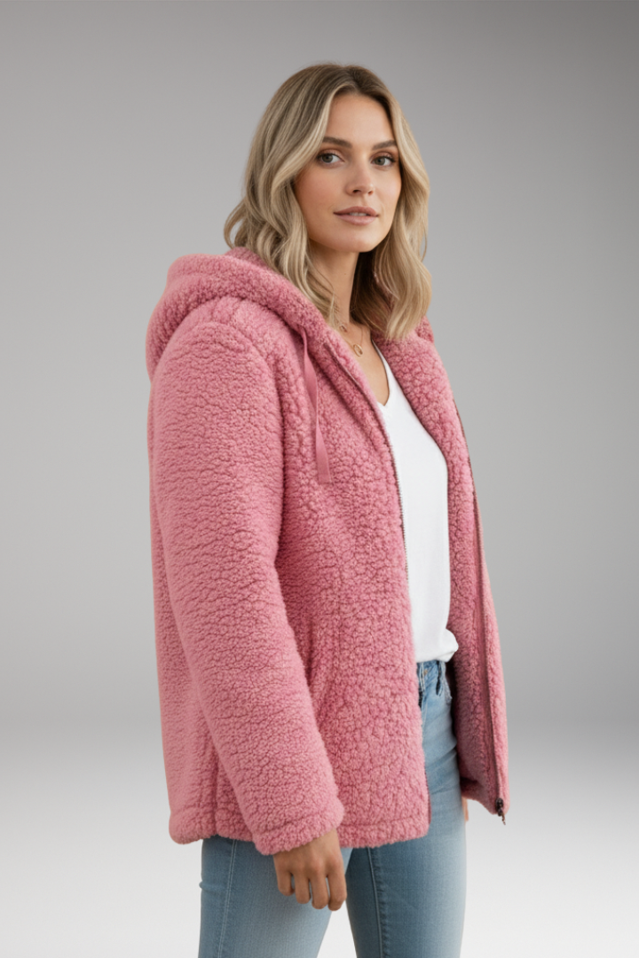 Women's Hooded Coat Textured Surface