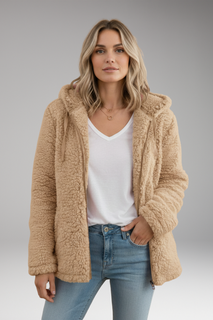 Women's Hooded Coat Textured Surface