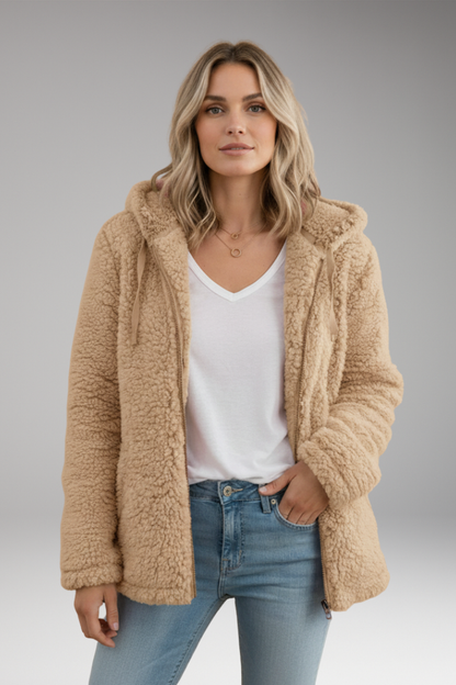 Women's Hooded Coat Textured Surface