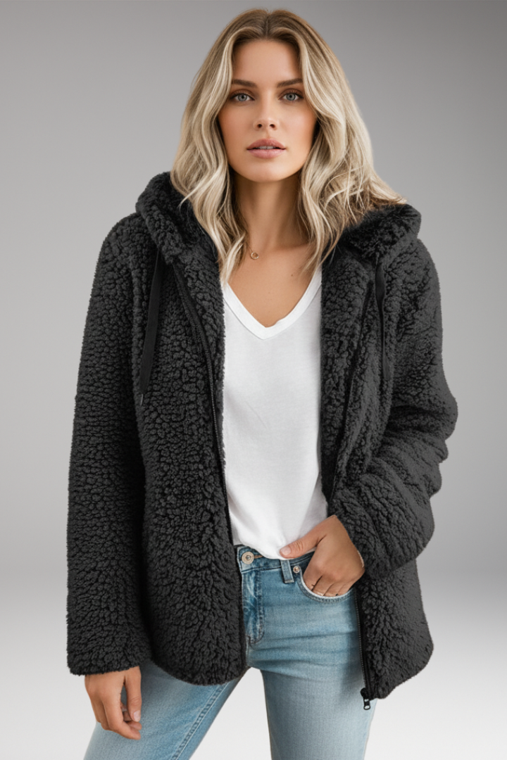 Women's Hooded Coat Textured Surface