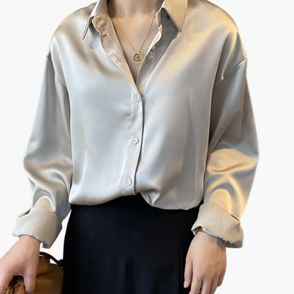 Women's Long Sleeve Button Front Blouse