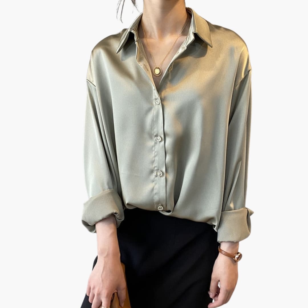 Women's Long Sleeve Button Front Blouse