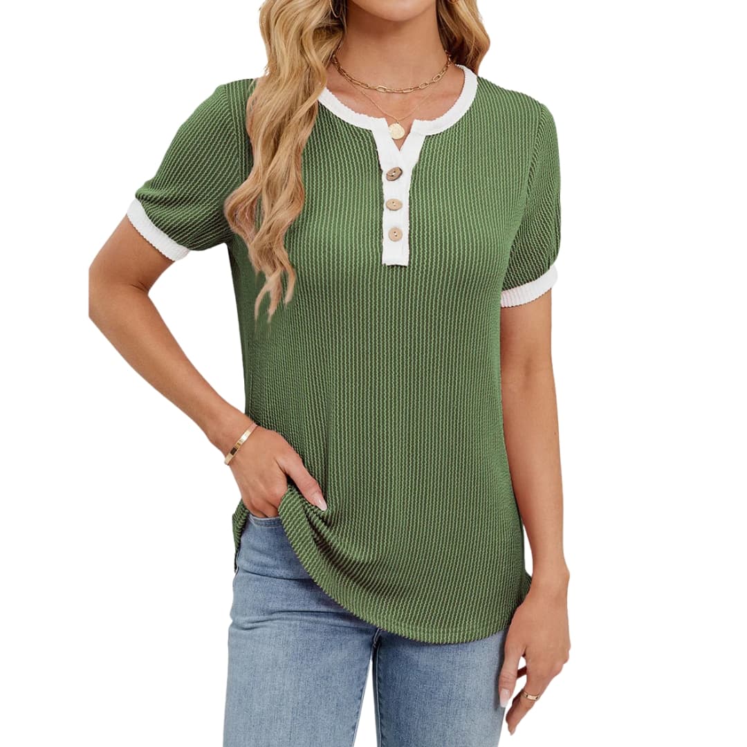 Women's V-Neck T-Shirt Short Sleeve Blend