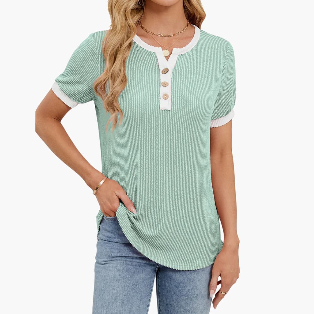 Women's V-Neck T-Shirt Short Sleeve Blend
