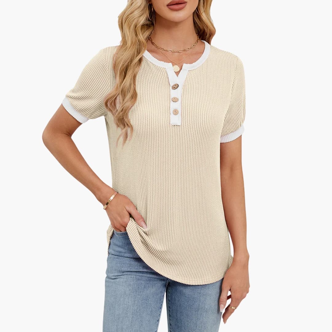 Women's V-Neck T-Shirt Short Sleeve Blend
