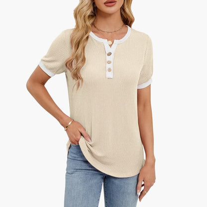 Women's V-Neck T-Shirt Short Sleeve Blend