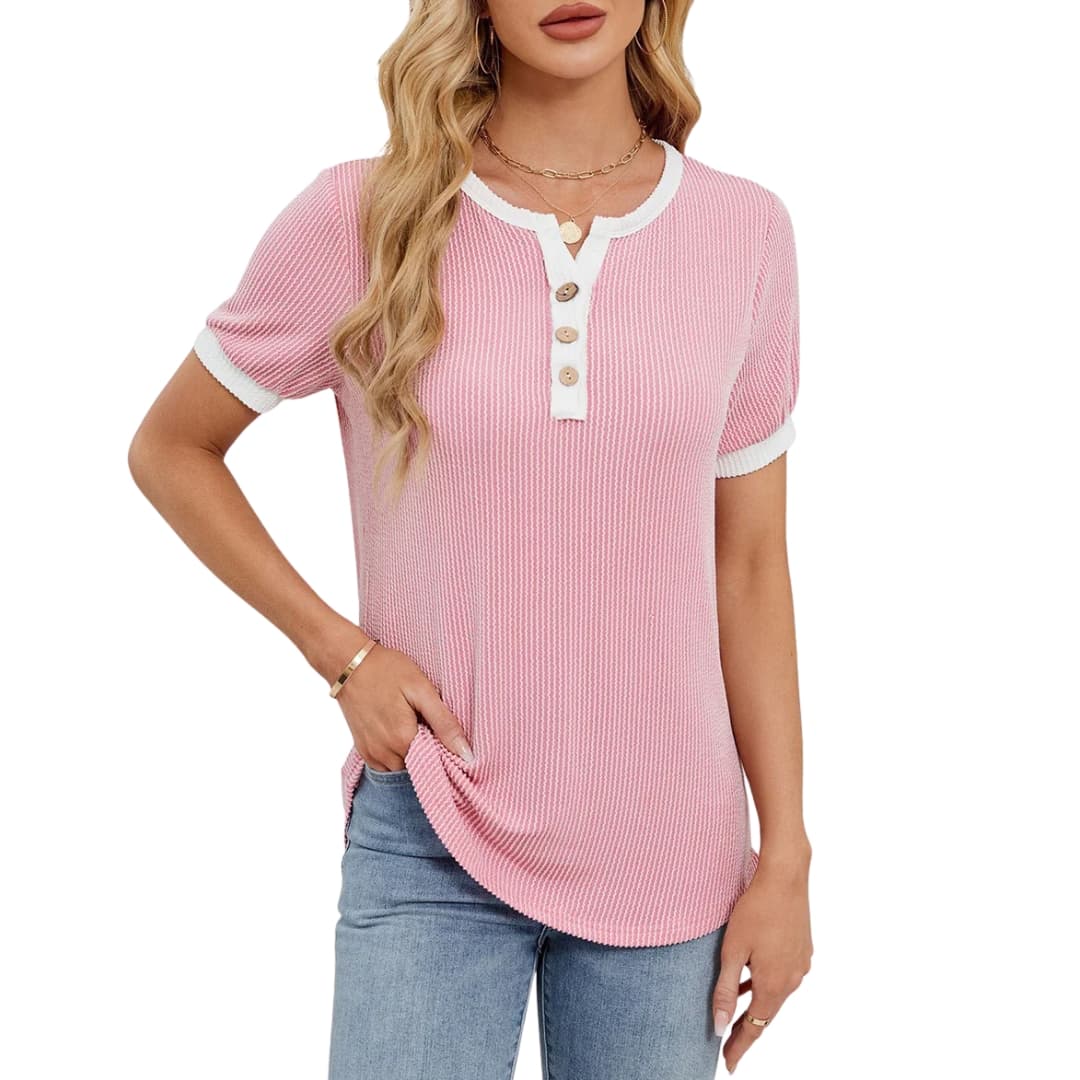 Women's V-Neck T-Shirt Short Sleeve Blend