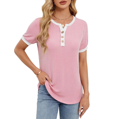 Women's V-Neck T-Shirt Short Sleeve Blend