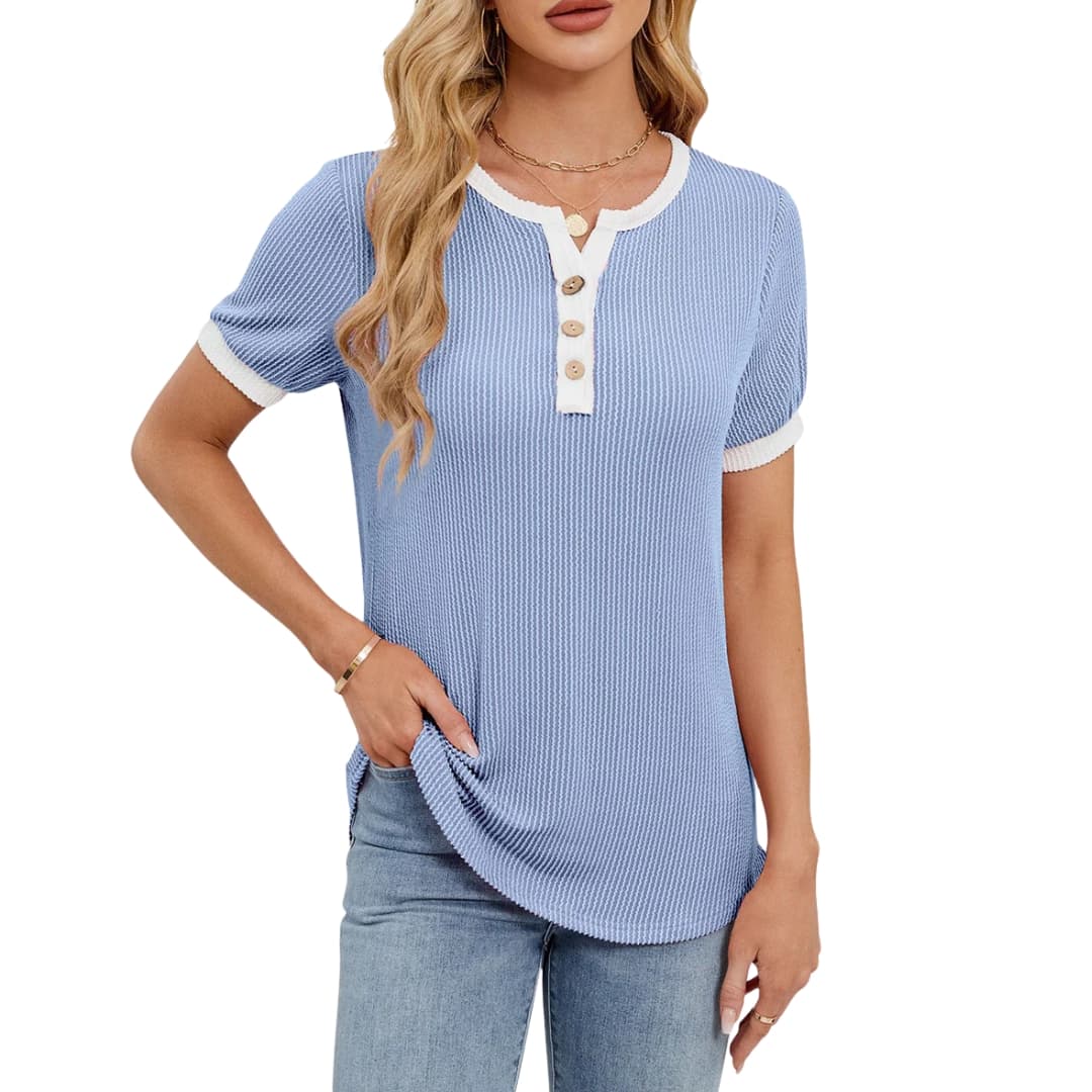 Women's V-Neck T-Shirt Short Sleeve Blend