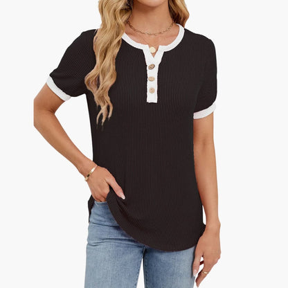 Women's V-Neck T-Shirt Short Sleeve Blend
