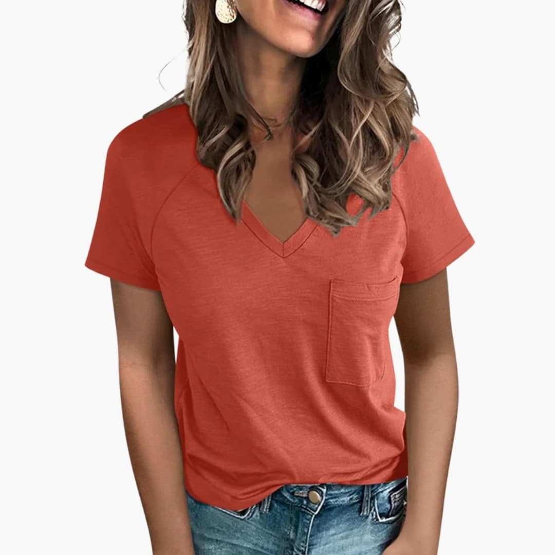 Women's Cotton V-Neck Short Sleeve T-Shirt