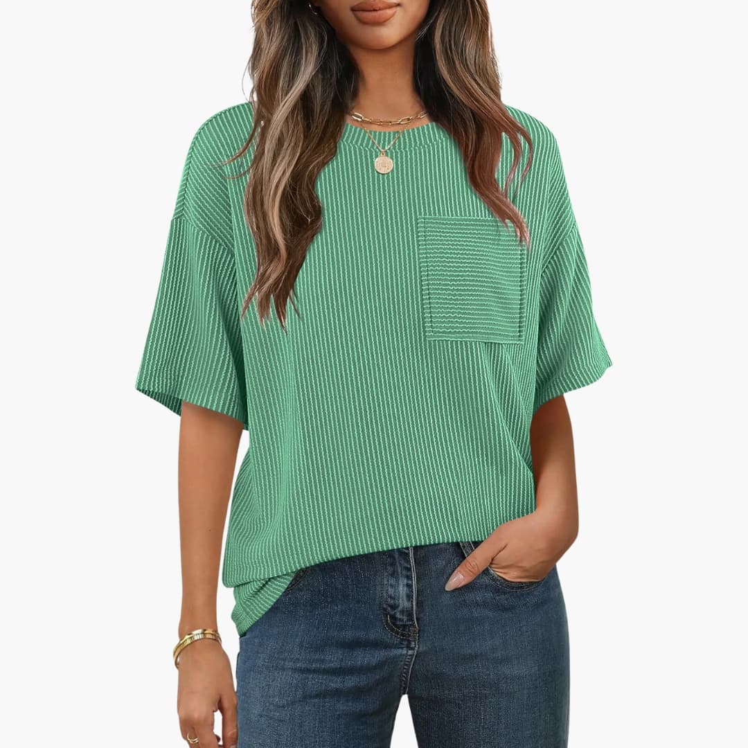 Women's Striped Short Sleeve T-Shirt Cotton Crew Neck - Fashinoza