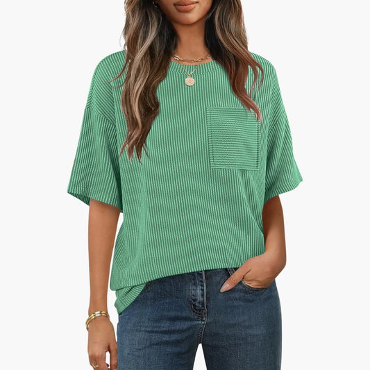 Women's Striped Short Sleeve T-Shirt Cotton Crew Neck - Fashinoza