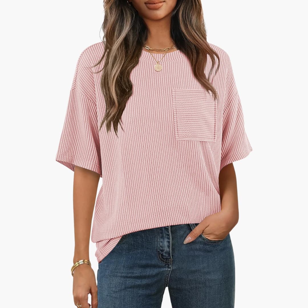 Women's Striped Short Sleeve T-Shirt Cotton Crew Neck
