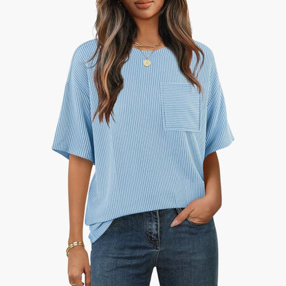 Women's Striped Short Sleeve T-Shirt Cotton Crew Neck