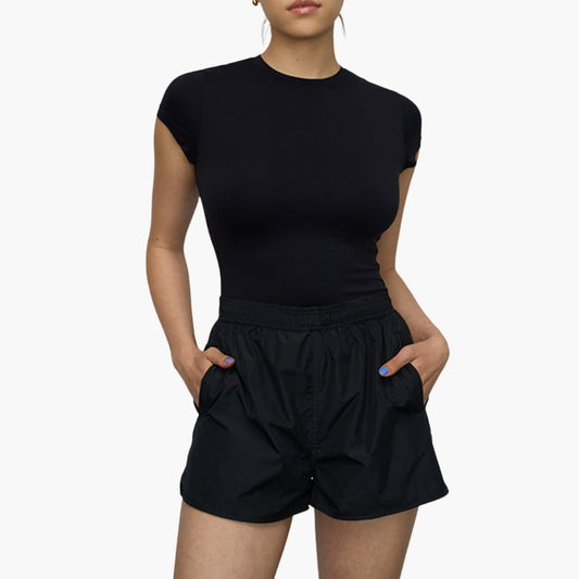 Women's Short Sleeve Crewneck T-Shirt Stretch - Fashinoza