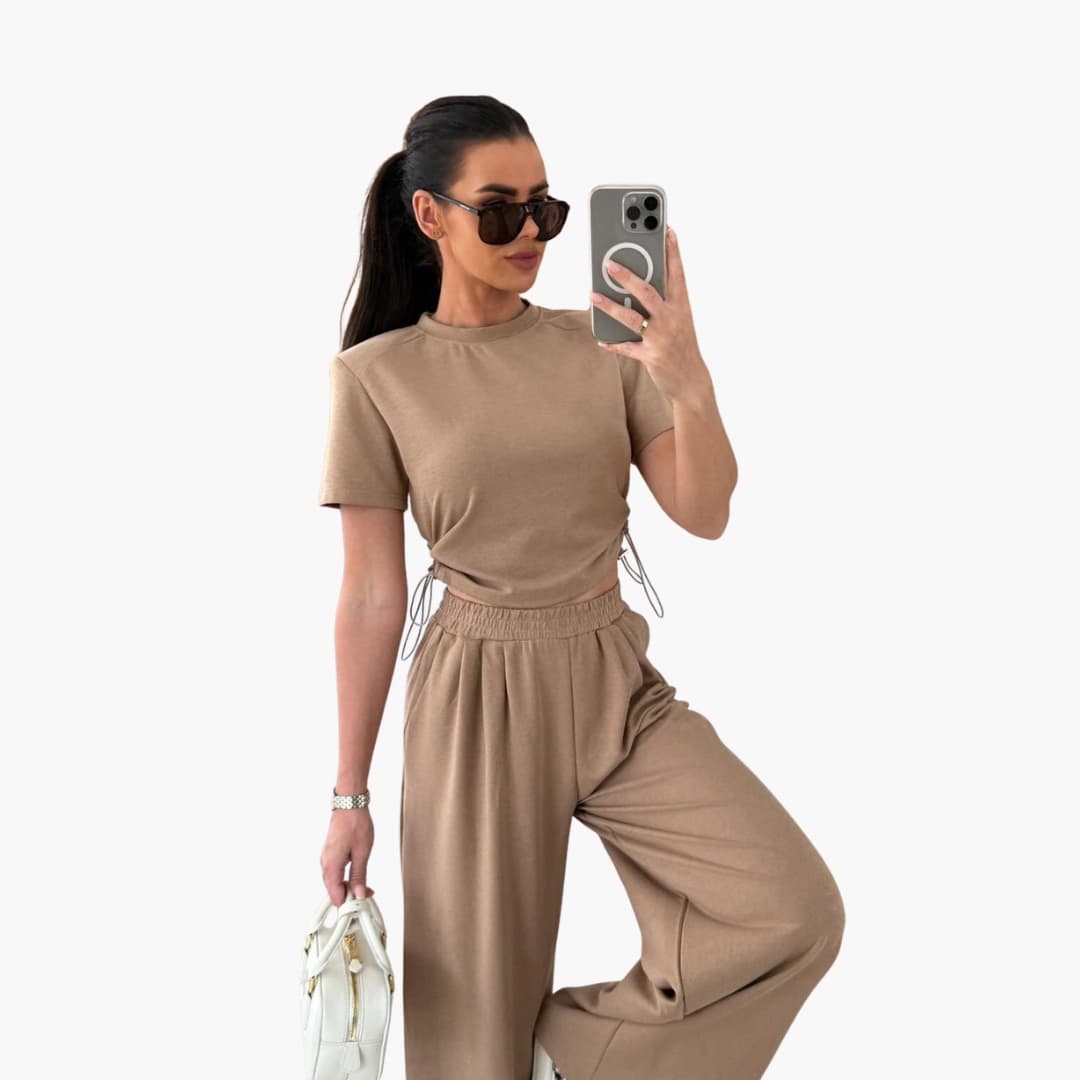 Women's 2 Piece Crop Jogger Pants Set