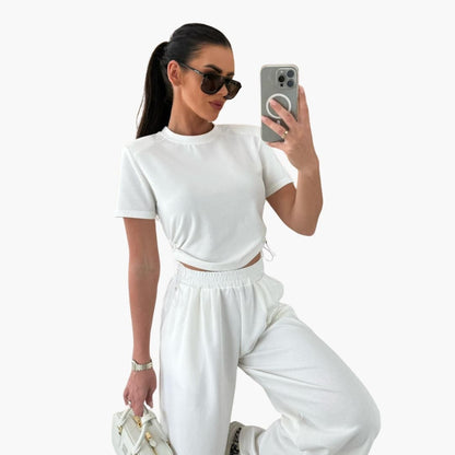 Women's 2 Piece Crop Jogger Pants Set