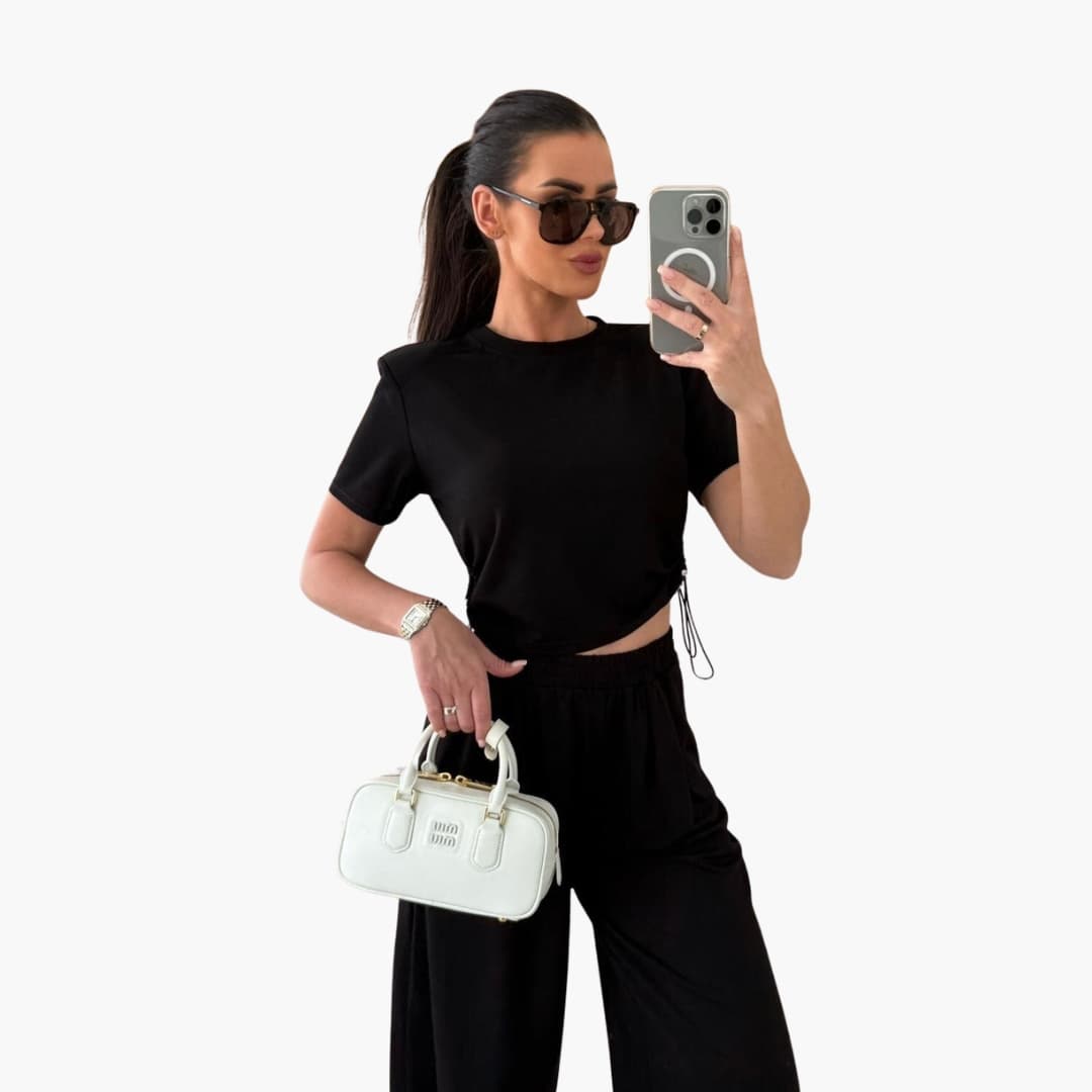 Women's 2 Piece Crop Jogger Pants Set - Fashinoza
