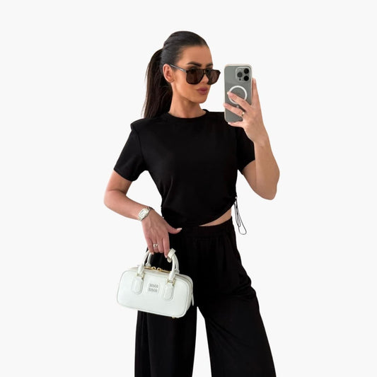 Women's 2 Piece Crop Jogger Pants Set - Fashinoza