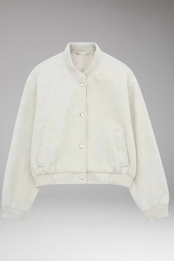 Women's Cropped Bomber Jacket Zipper Pockets - 
Fashinoza