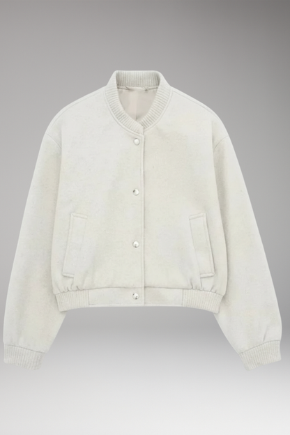 Women's Cropped Bomber Jacket Zipper Pockets - 
Fashinoza