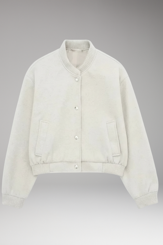 Women's Cropped Bomber Jacket Zipper Pockets - 
Fashinoza