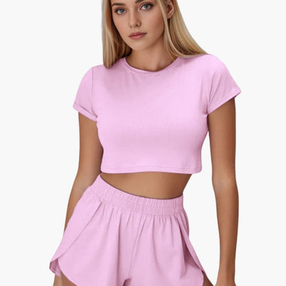 Women's Lounge Set Cropped T-Shirt And Shorts