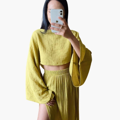 Women's Two Piece Cropped Maxi Skirt Set