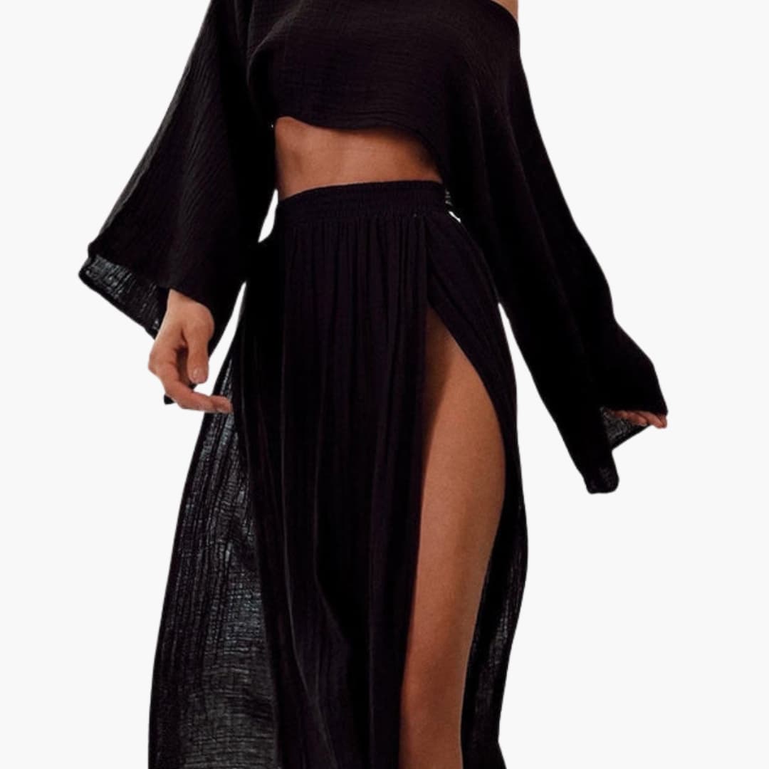 Women's Two Piece Cropped Maxi Skirt Set
