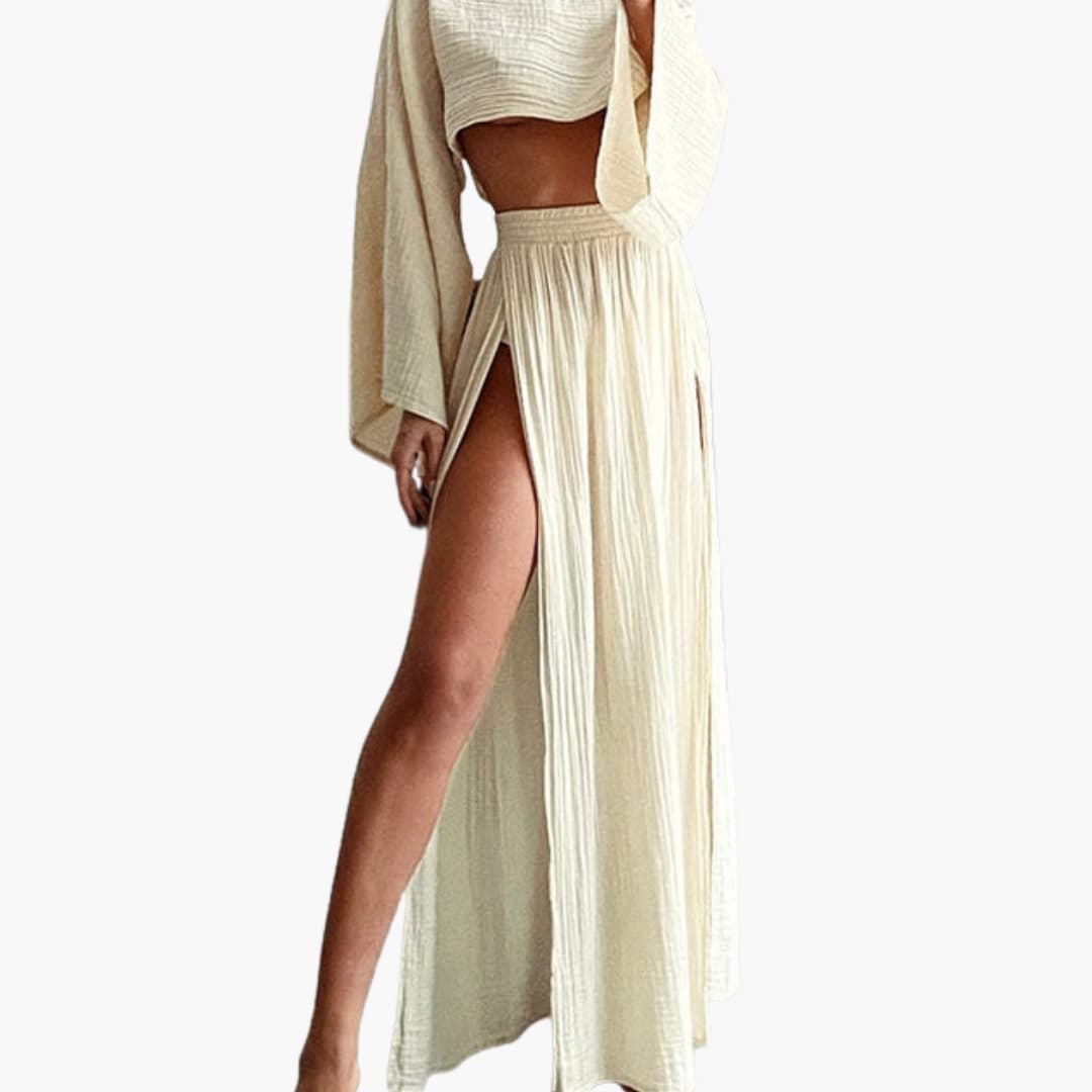 Women's Two Piece Cropped Maxi Skirt Set