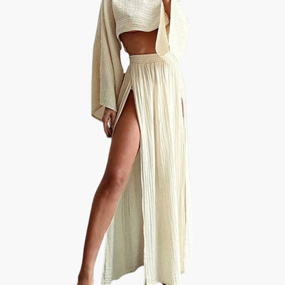 Women's Two Piece Cropped Maxi Skirt Set