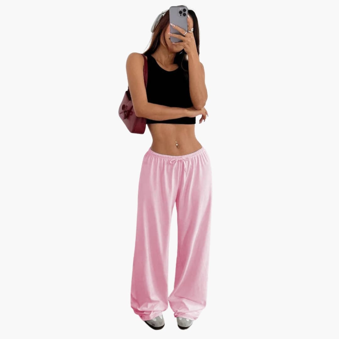 Women's Two Piece Cropped And Wide Leg Pants Set