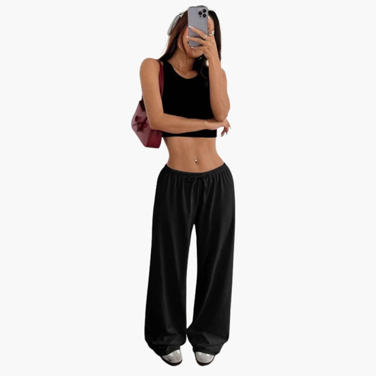 Women's Two Piece Cropped And Wide Leg Pants Set - Fashinoza