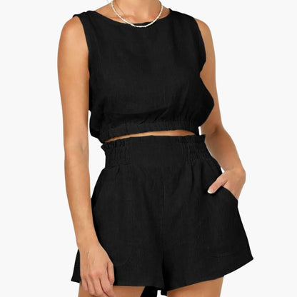 Women's Two-Piece Shorts Set Drawstring Elastic Waist