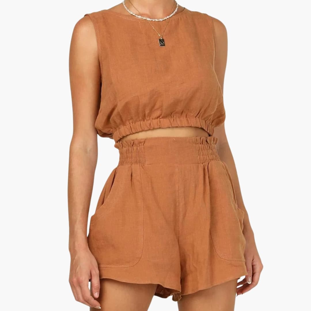 Women's Two-Piece Shorts Set Drawstring Elastic Waist
