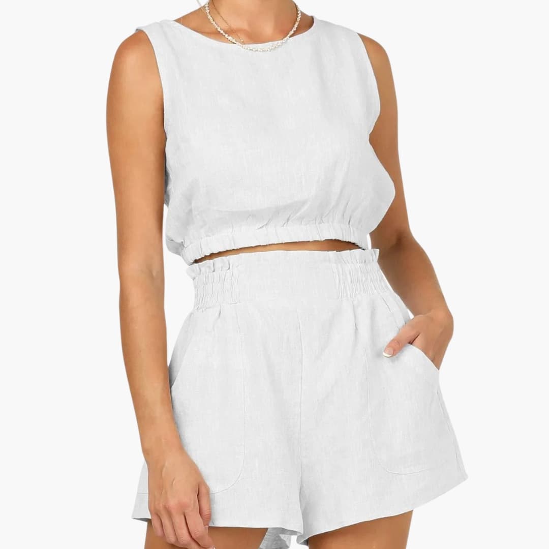 Women's Two-Piece Shorts Set Drawstring Elastic Waist