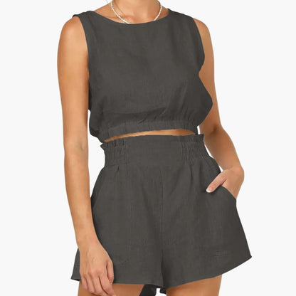 Women's Two-Piece Shorts Set Drawstring Elastic Waist
