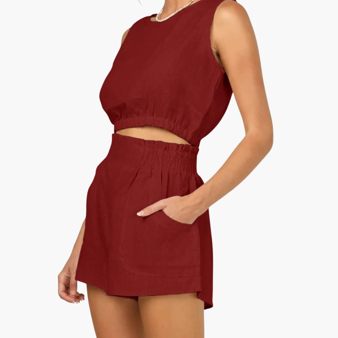 Women's Two-Piece Shorts Set Drawstring Elastic Waist