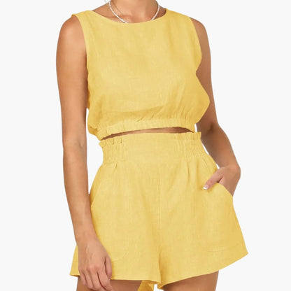 Women's Two-Piece Shorts Set Drawstring Elastic Waist