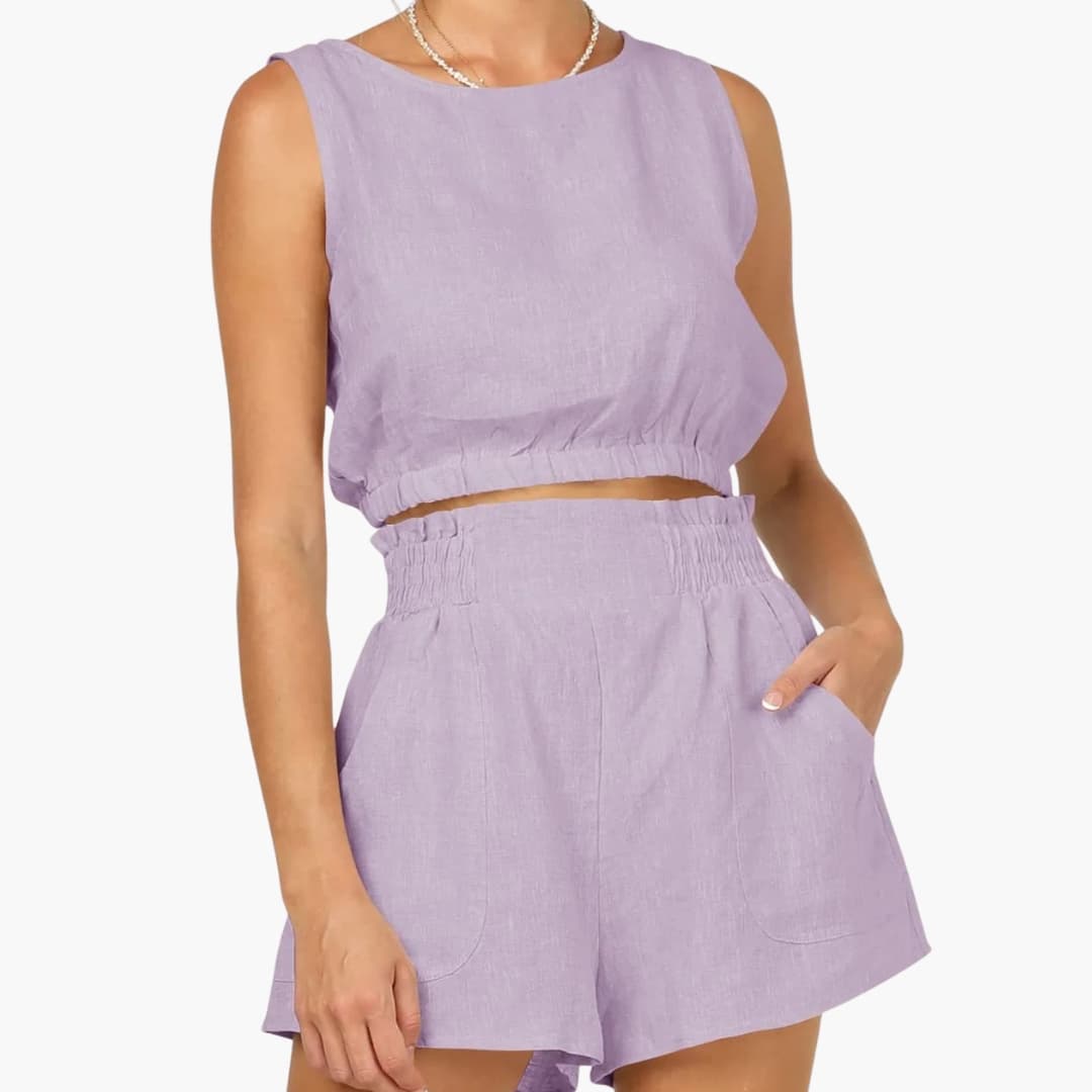 Women's Two-Piece Shorts Set Drawstring Elastic Waist