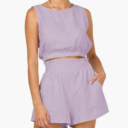 Women's Two-Piece Shorts Set Drawstring Elastic Waist