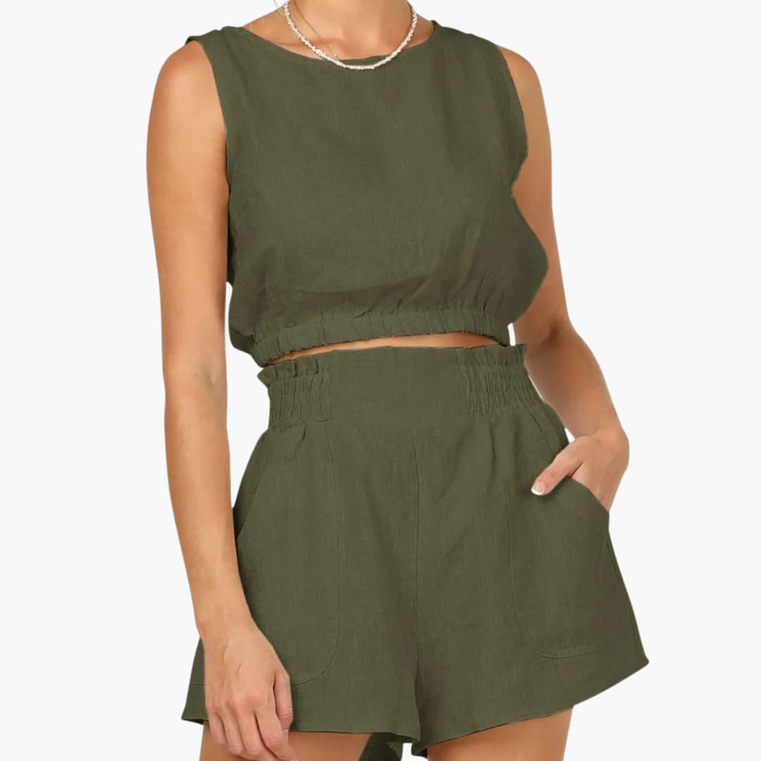 Women's Two-Piece Shorts Set Drawstring Elastic Waist