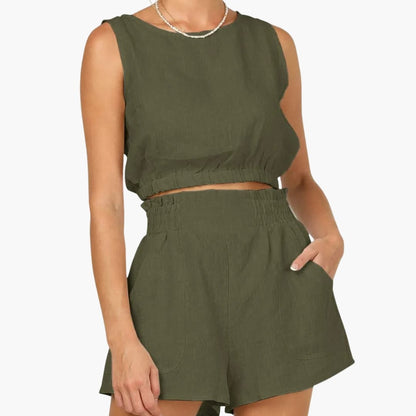 Women's Two-Piece Shorts Set Drawstring Elastic Waist