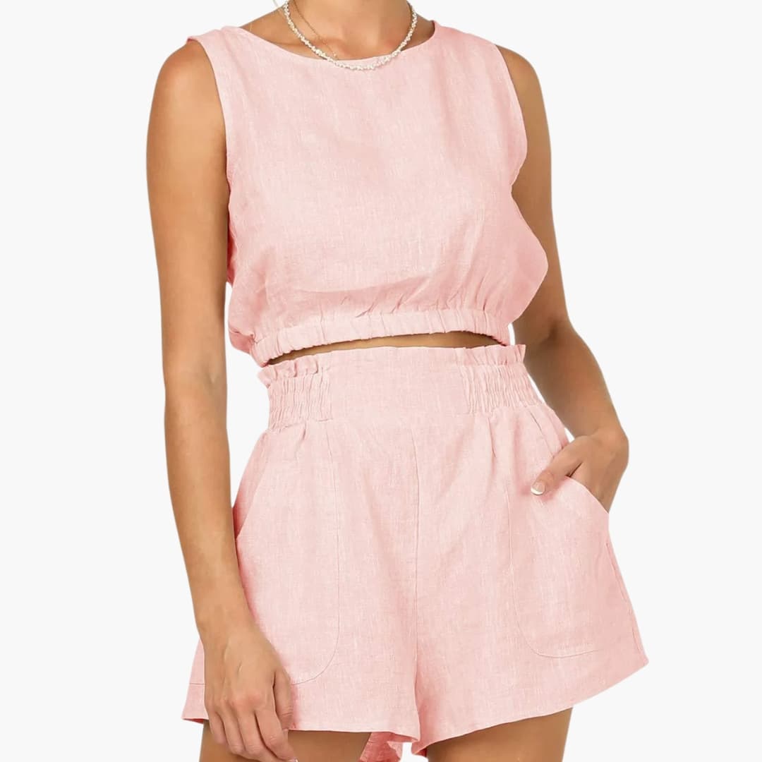 Women's Two-Piece Shorts Set Drawstring Elastic Waist