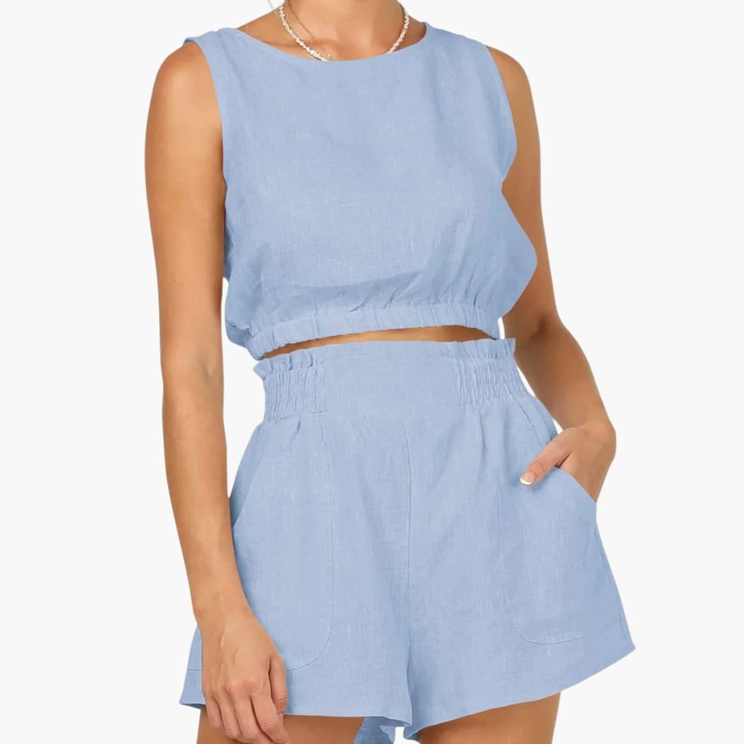 Women's Two-Piece Shorts Set Drawstring Elastic Waist