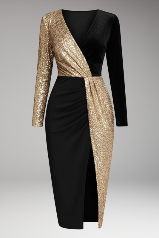 Women's Glitter Dress Festive Golden - 
Fashinoza