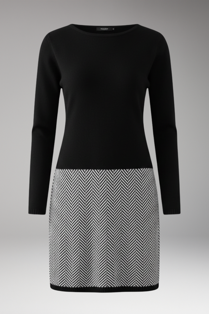 Women's Long Sleeve Houndstooth Dress - 
Fashinoza