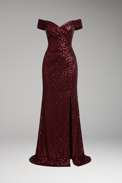 Women's Off Shoulder Sequin Dress - 
Fashinoza