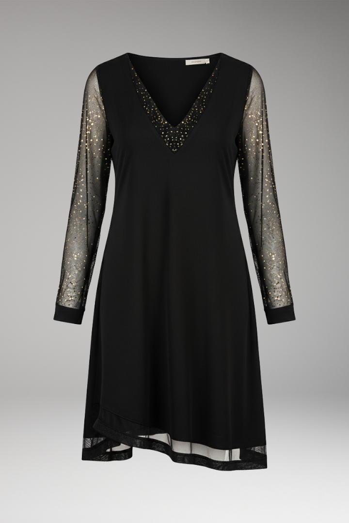 Women's Sequined Dress Plunging Neckline - 
Fashinoza